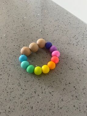 Lovevery Rainbow Wooden Bead Teether Ring